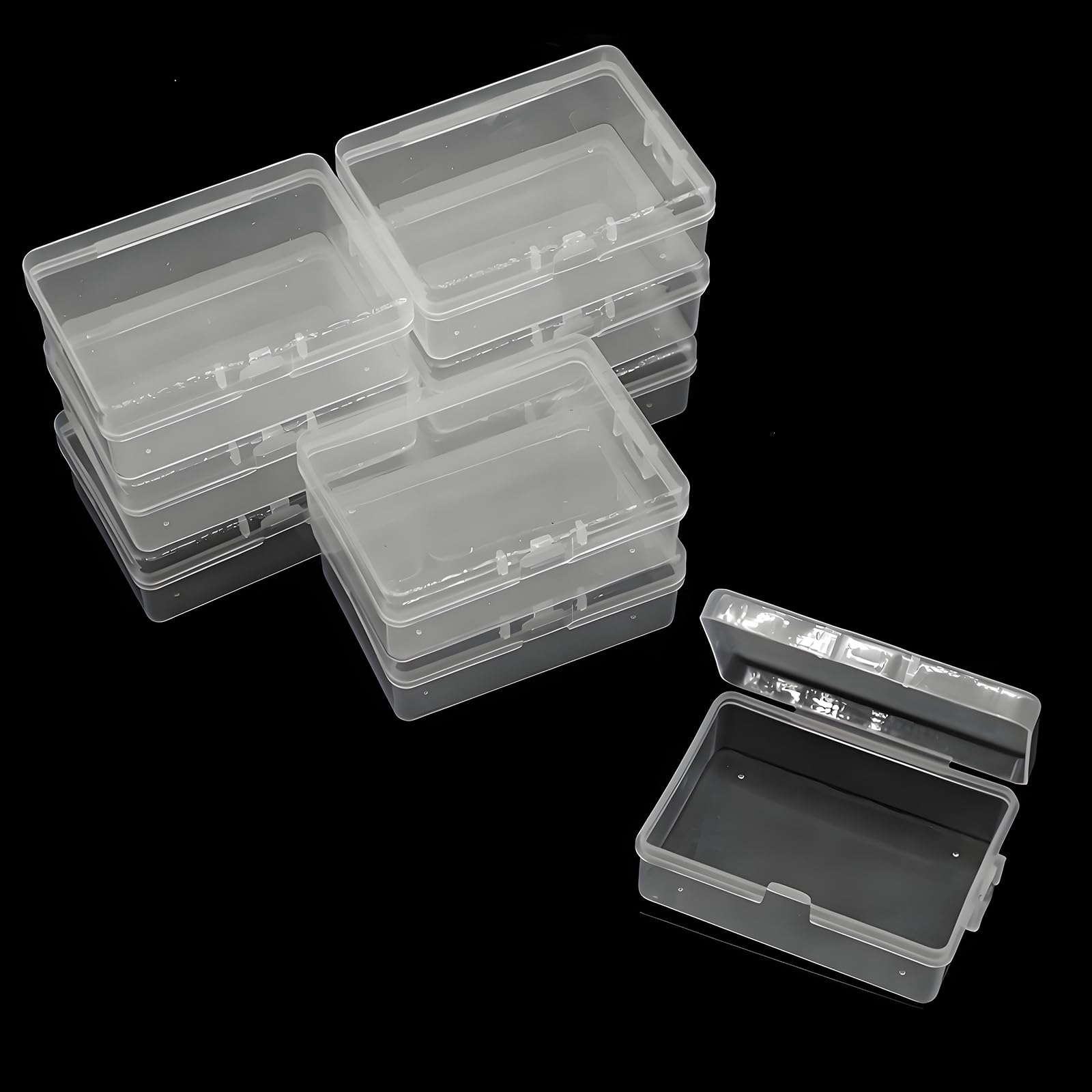 CUTEABC 9 Pieces Mini Plastic Clear Beads Storage Rectangular Empty Containers Box with Lids for Collecting Small Items,Beads,Jewelry,Business Cards,Game Pieces,Crafts Accessories (3 * 2.2 * 1 Inch)