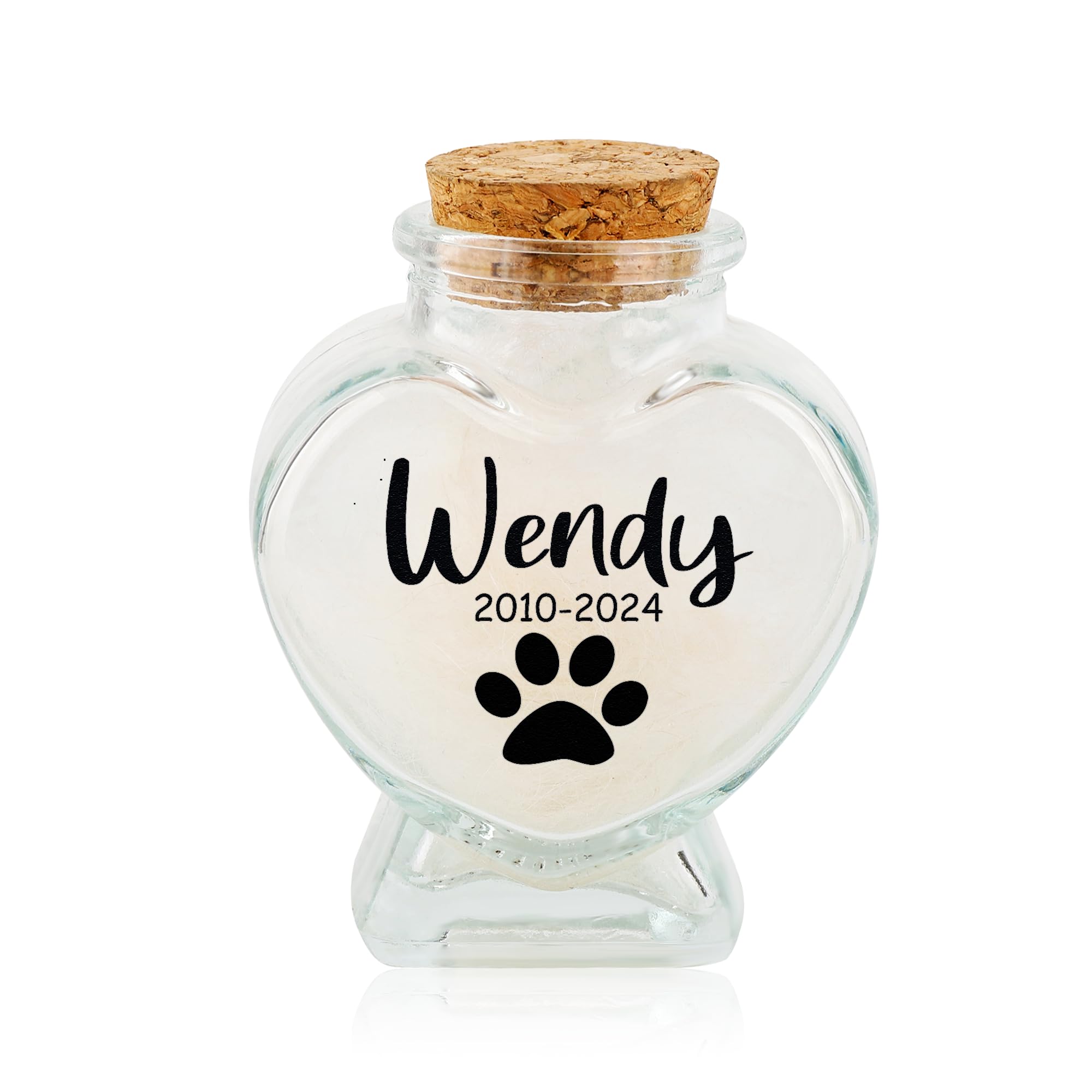 Personalized Pet Fur Memorial Jar,Memorial Bottle for Pet Hair,Custom Pet Fur Memorial Fur Keepsake with Pet Name, Pet Memorial Urn Glass Bottles,Loss of Dog Cat Sympathy Gifts for Pet Lovers