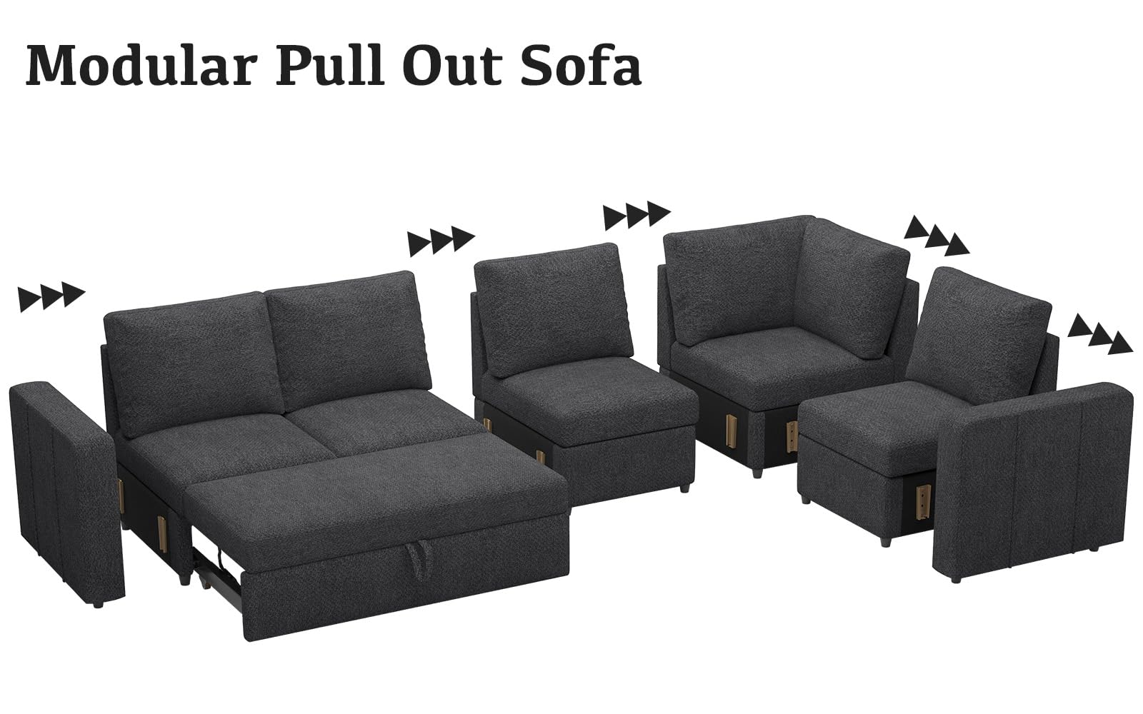 Belffin Middle Module Seat for Modular Sectional Sofa Couch Armless Single Seat Module Sofa Chair Dark Grey