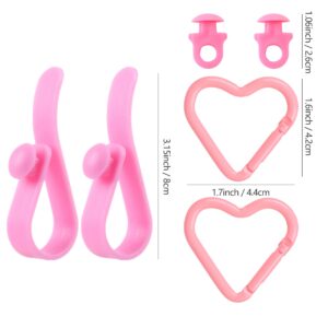 Vagocom Insert Hook Set Accessory for Bogg Bag and Simply Southern Totes,2Pcs Hook + 2Pcs Cute Heart Shaped Key Holder Charm for Rubber Beach Tote and Bag(Pink)