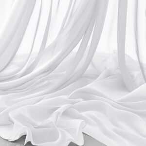 horbaunal white chiffon fabric by the yard, 10 yard continuous sheer fabric 59" wide soft draping fabric for wedding arch draping party backdrop diy sewing