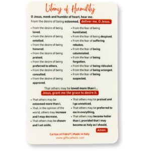 Pack of 5 - Litany of Humility Prayer Cards - Catholic Prayer Cards, Wallet Size Holy Cards (2.1" x 3.3") - Made in Italy