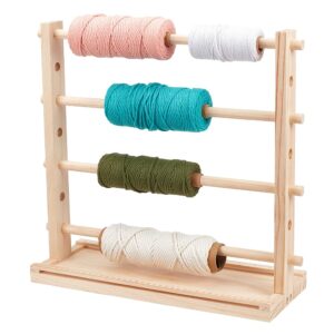 benecreat wood ribbon storage rack, 4 tier ribbon holder organizer spool holder organizer for sewing craft, mesh thread tape, wreath crochet thread tulle roll, craft gift florist wrapping