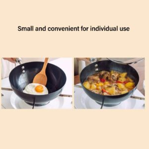 Kuuleyn Carbon Steel Wok Stir - Fry Pans Set with Lid Chinese Wok Even Heating Thick Coated Multifunctional Iron Pot with Convenient Handle for Daily Home Cooking (20cm)