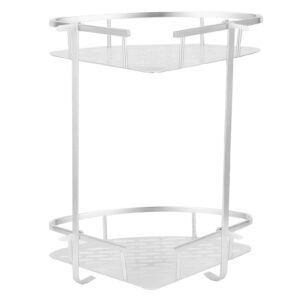 Corner Shower Caddy, 2 Tier Shower Corner Shelf Wall Mounted Aluminum Bathroom Shelves Shelf Organiser Triangular Shower Caddy Basket