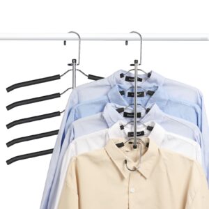 lomrsiul clothes hangers space saving shirt hangers - non slip multiple shirt organizer for closet with foam padded for t-shirt short skirt sweatshirt hoodie closet organizers and storage 2 pack