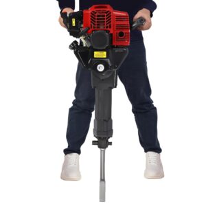 gasoline demolition jack hammer, 52cc 2in1 gasoline concrete breaker drill 2 stroke gas powered demolition jack hammer concrete breaker punch drill jack hammer with 2 chisels for heavy concrete