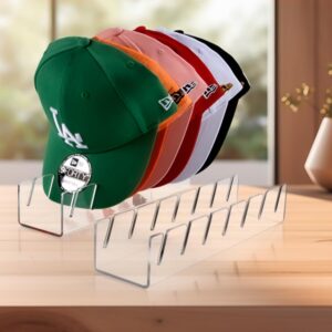 Hat Stand for Baseball Caps, 2 PCs No Install Acrylic Hat Organizer for 14 Baseball Caps, Hat Storage for Baseball Caps, Hat Stands for Display and Organizers for Bedroom, Closet, Dresser, Office