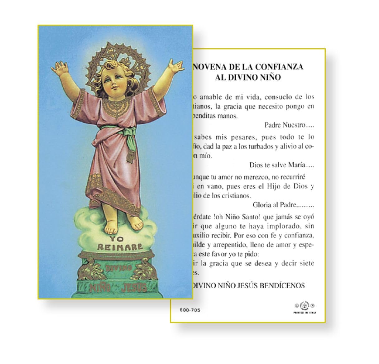 Novena de la Confianza al Divino Nino, Paquete de 100 Estampas Sagradas de Papel