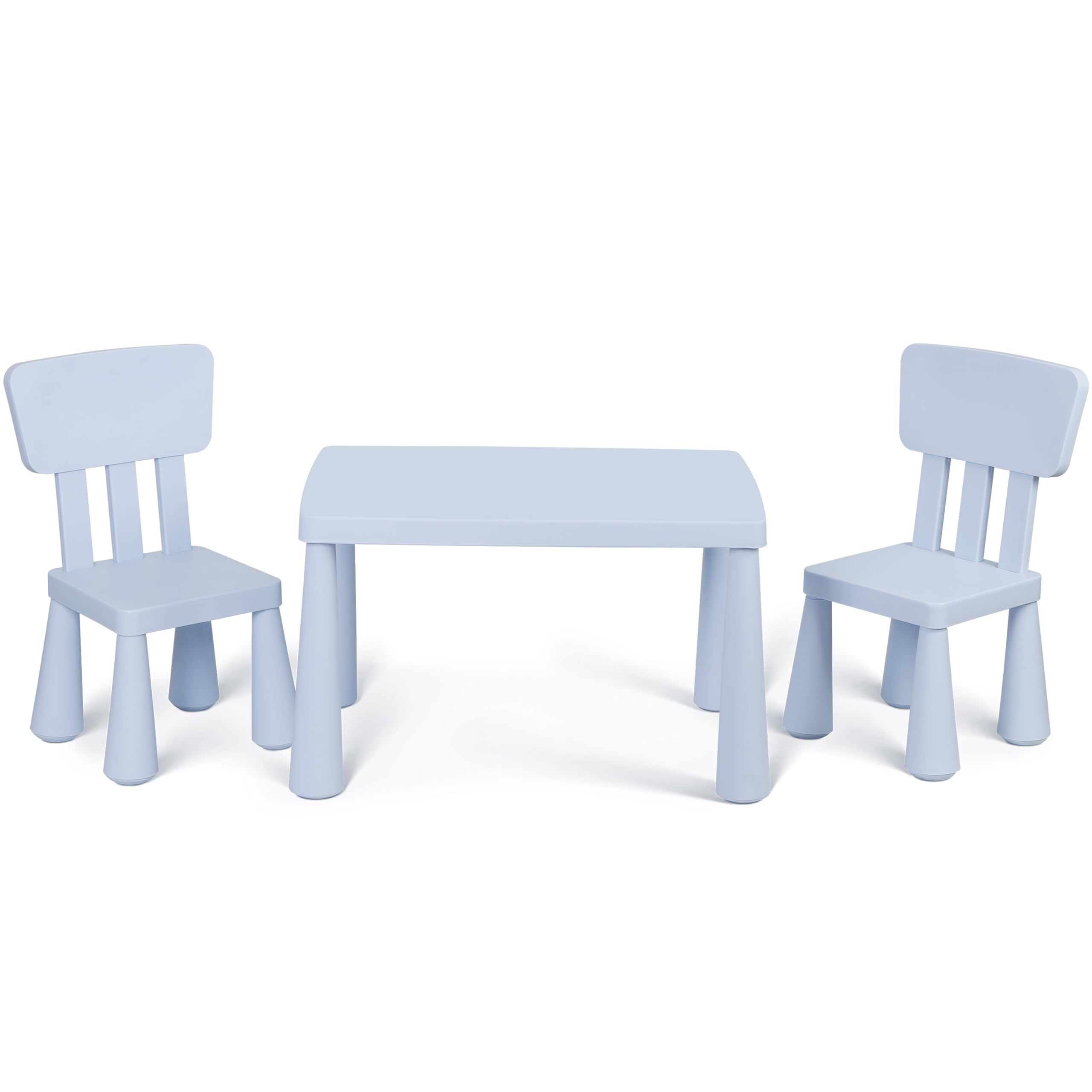 SUPER DEAL 3 Piece Kids Table and Chair Set 3 in 1 Plastic Children Activity Table Toddler Play Set for Indoor and Outdoor, Playroom, Home, Nursery, Daycare, Stable Wide Base Legs, Blue