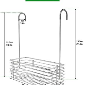 QIHS Shower Caddy Hanging Hanging Bathroom Door Organizer Shampoo Holder Shower Armpit Swivel Arm With 2 Storage Hooks, 304 Stainless Steel Rust Resistant