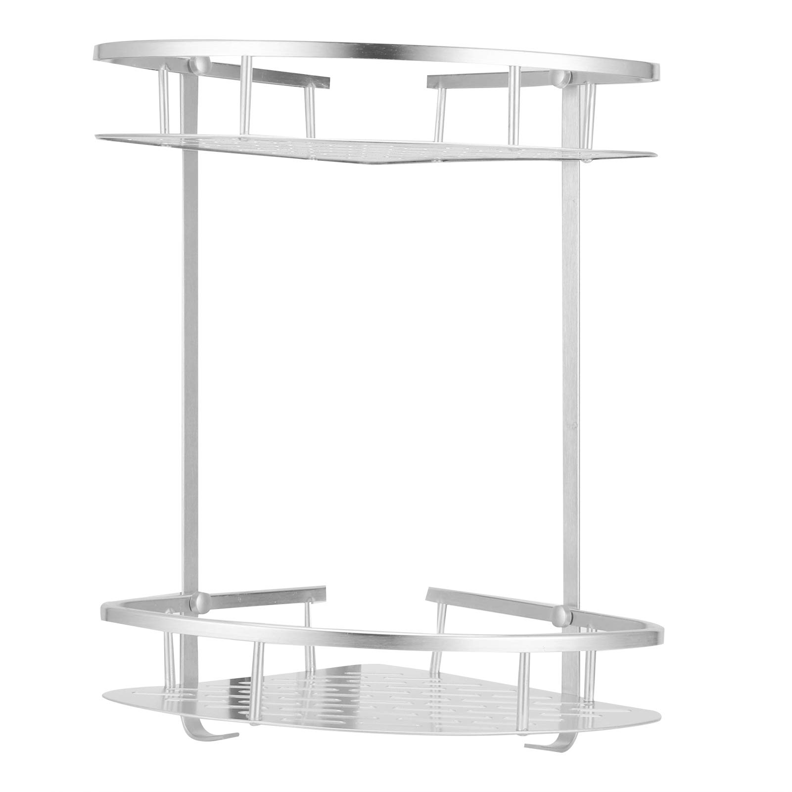 Corner Shower Caddy, 2 Tier Shower Corner Shelf Wall Mounted Aluminum Bathroom Shelves Shelf Organiser Triangular Shower Caddy Basket