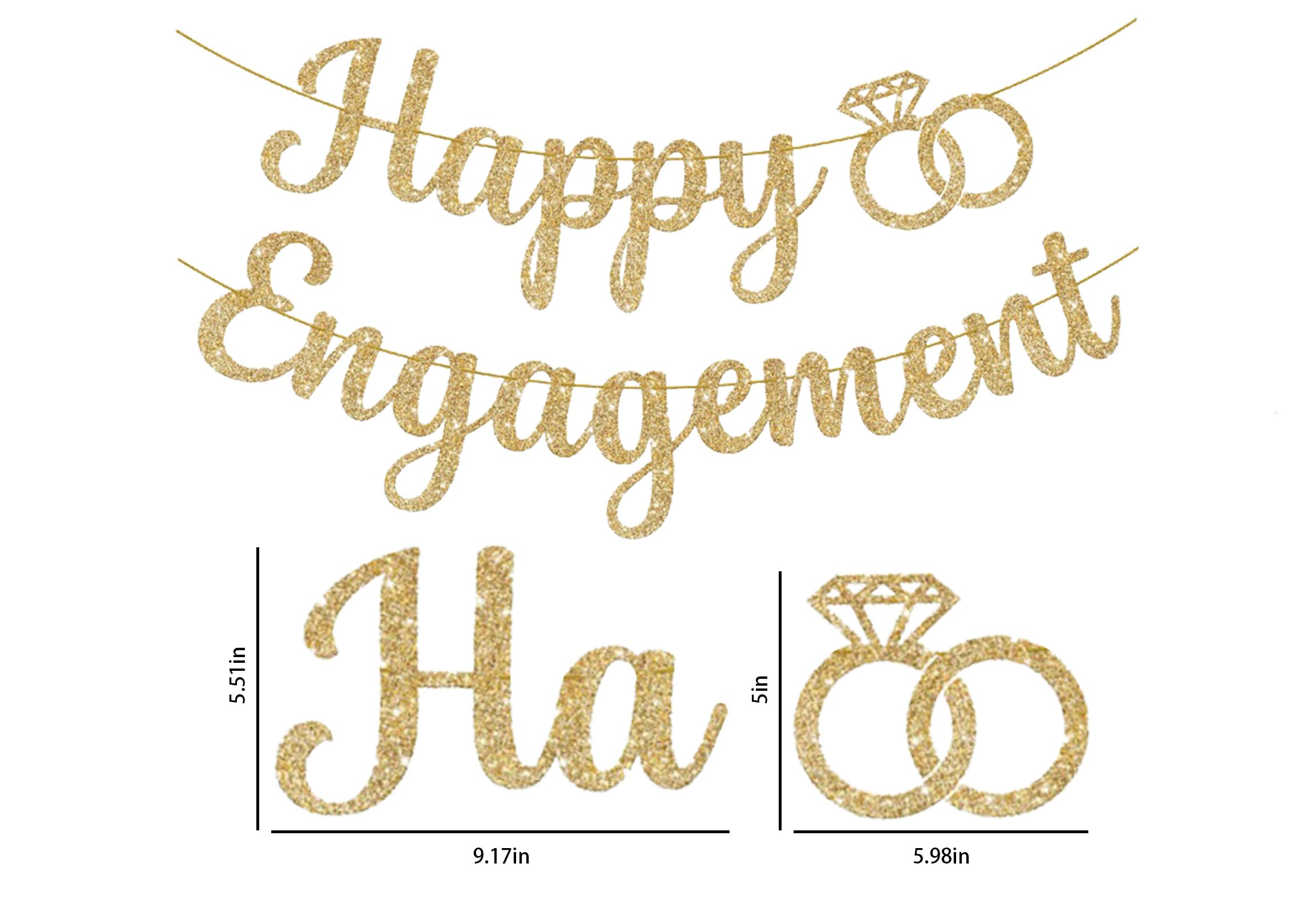 Gold Happy Engagement Banner for Bachelor party Banner, Bride to Be Engagement Decoration