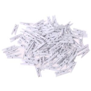 YPBEW 100Pcs Small Size 25mm Natural Wooden Clips for Photo Paper Pegs Clothespin, White