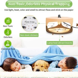 Flea Traps for Inside Your Home,Sticky Flea Trap,Flea Treatment with Light Refills and Sticky Pads,Electronic Flea Light Trap for Indoor,Flea Bombs for Home,Flea Killer for Home (Beige, 2 Pack)