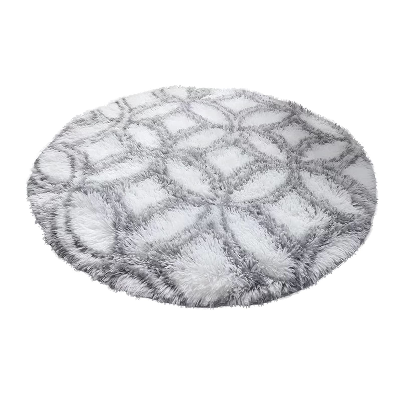 Moroccan Round Area Rugs 2.7ft Round Rug with Blue Stars Non Slip Modern Fluffy Shaggy Floor Rugs for Bedroom, Kids Room, Home Decor Furry Farmhouse Carpet, Soft Moroccan Fuzzy Rug for Kitchen