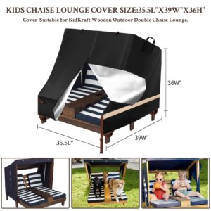 Acreater Cover for Kids Chaise Lounge Cover Suitable for KidKraft Wooden Outdoor Double Chaise Lounge，Waterproof Kids Patio Furniture Set Cover for Kids Lounge Chair Outdoor 35.5" L x 39" W x 36" H