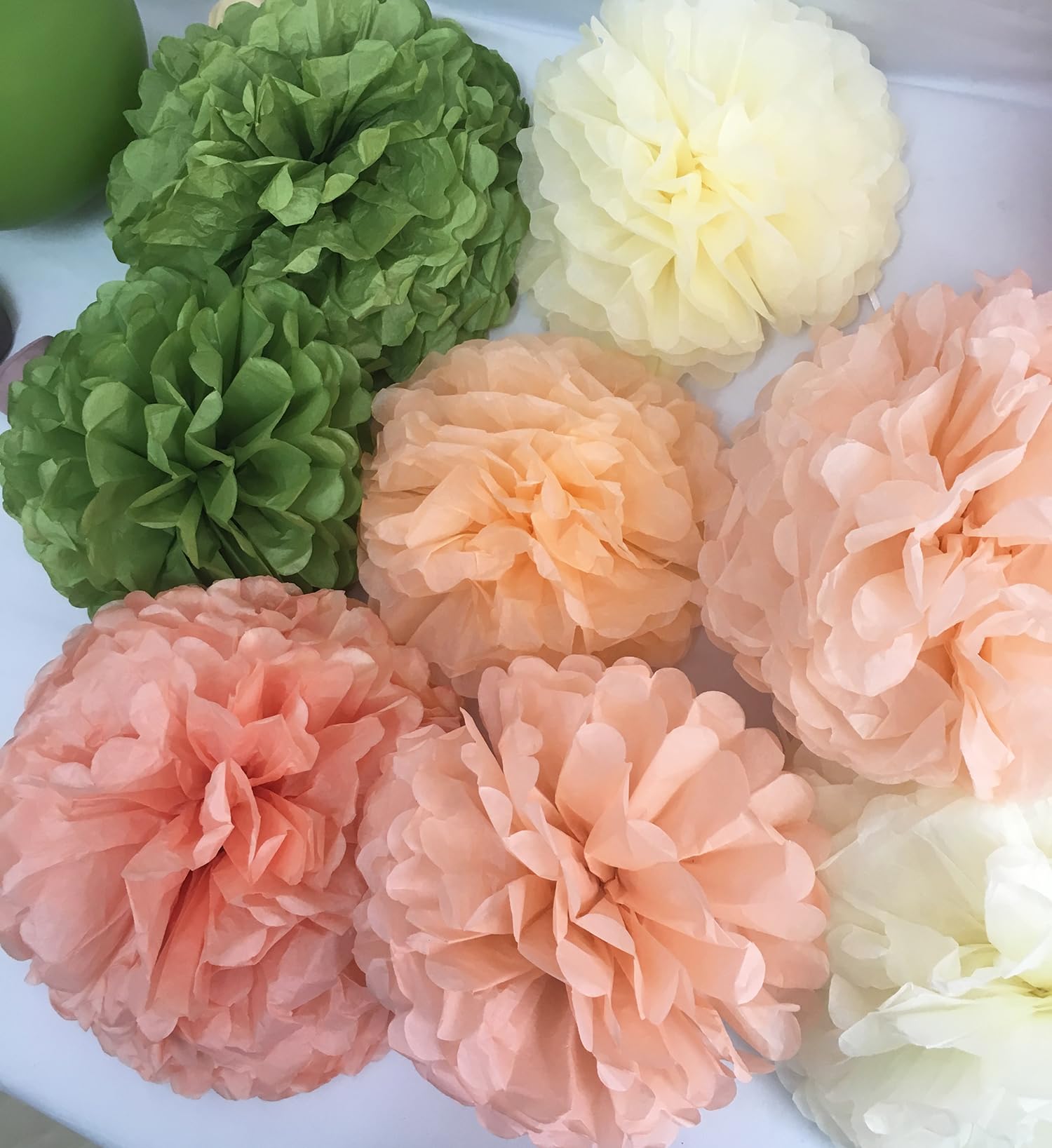 Bridal Shower Decorations Sage Green - Peach Olive Green Boho Bachelorette Party Decorations with Balloons Tissue Paper Flower Pompoms and Tassel Garland (Sage green + Peach)