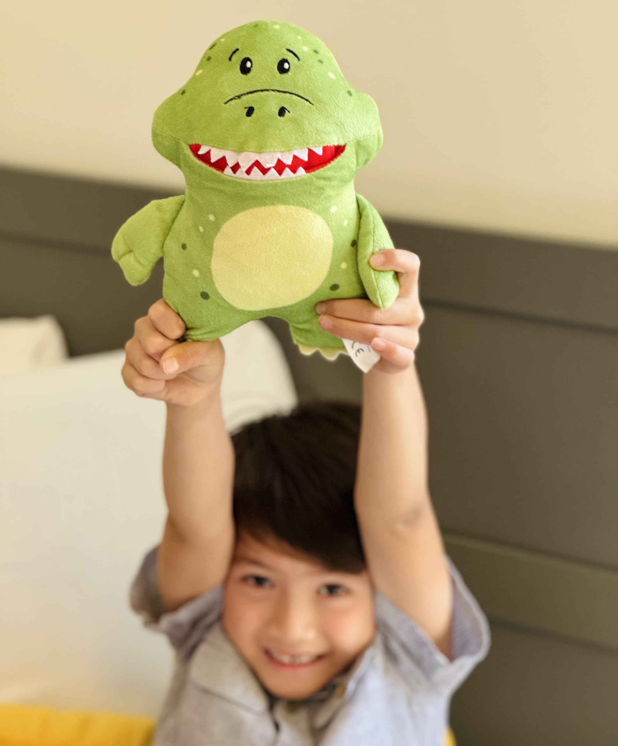 The Tooth Brigade Tooth Fairy Pillow | Fun and Interactive Stuffed Plush Toy with Large Pocket for Lost Teeth, Treasures, Prizes - Perfect for Kids, Boys, & Girls Gift (Rebel Dinosaur)