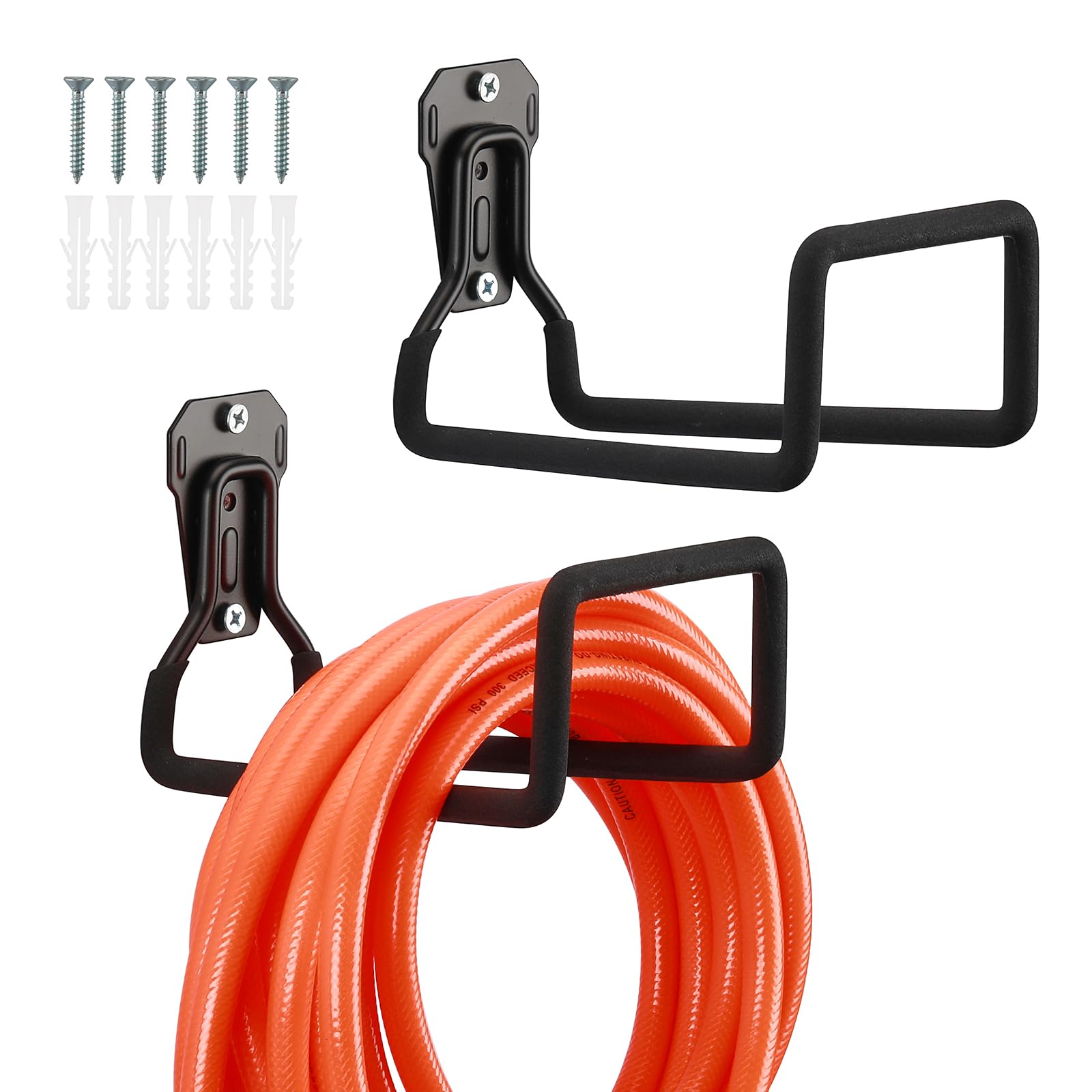 Mayouko 2PCS Garden Hose Holder Wall Mount, Metal Water Hose Hanger Reel Hose, Water Pipe Tube Hooks Rack Holders for Outside Yard, Heavy Duty Hose Hanger for Water Hose Storage