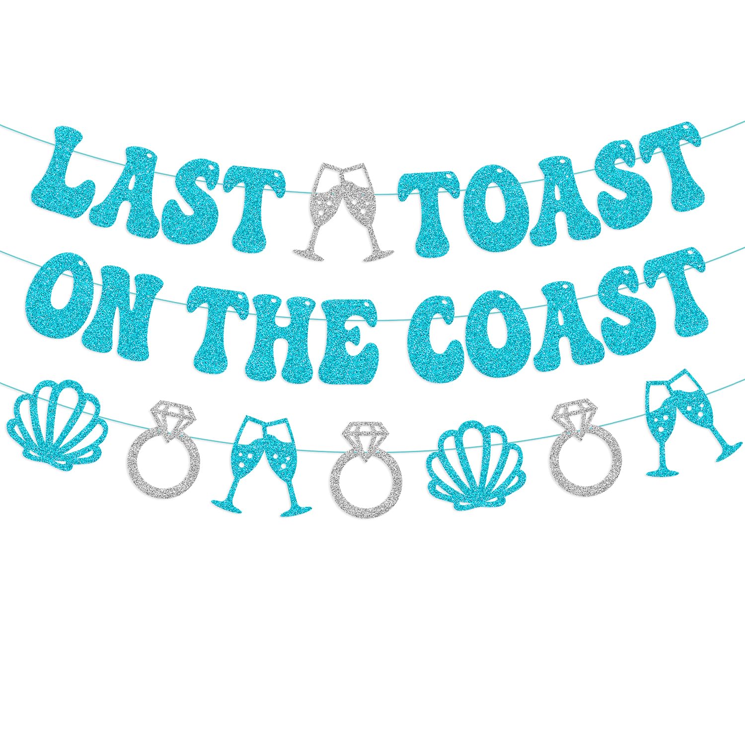 Last Toast on the Coast Banner Beach Bachelorette Party Decorations for Girl Women Nautical Bridesmaid Coastal Bride To Be Blue Bridal Shower Party Supplies