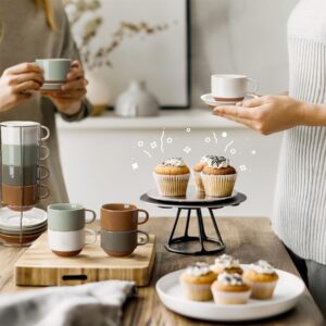 Sweese 2.5 Ounce Espresso Cups Set of 4, Porcelain Stackable Coffee Cups with Saucers and Metal Stand, Multicolor