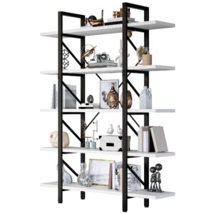 YITAHOME Book Shelf，5 Tier Bookcase, 12" D x 47" W x 71" H Large Industrial Book Shelf Storage Organizer for Living Room, Bedroom,Home Office, Free Standing Storage Shelving Unit, White