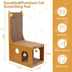 YEMOO ​Cat Scratcher, Cat Scratching Board, L Shaped Vertical Cat Scratcher for Wall and Couch Protection, Cat Scratching Board with 4 Cat Ball Toys for Indoor Cats