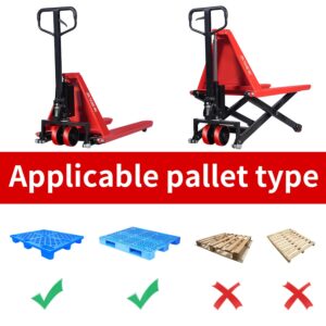 Manual Scissor Pallet Jack Truck 31.5" High Lift Hand Truck 45" Lx27 W Forks 3300lbs Capacity Pallet Lift Suitable for EU Pallet