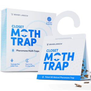 shieldeck moth traps for clothes with pheromones (8-pack) - clothing moth traps for house - closet moth trap & moth killer - how to get rid of moths in house - indoor cloth moth catchers