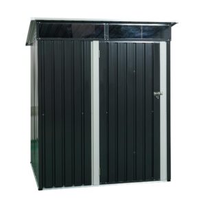 5 x 3ft outdoor metal storage shed with lockable door aluminum frames easy assembly outdoor storing tools for bike trash can machine black