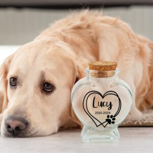 Personalized Pet Fur Memorial Jar,Memorial Bottle for Pet Hair,Custom Pet Fur Memorial Fur Keepsake with Pet Name, Pet Memorial Urn Glass Bottles,Loss of Dog Cat Sympathy Gifts for Pet Lovers