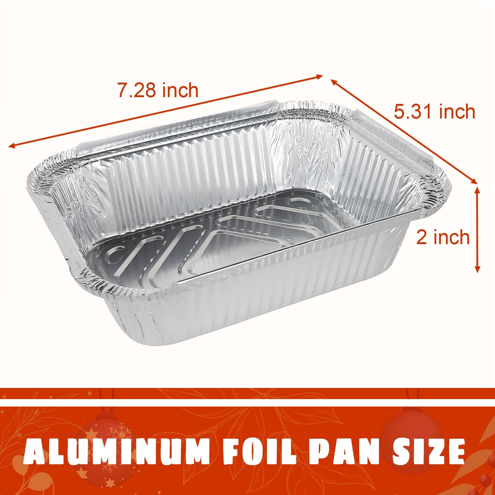 MorTime Christmas Aluminum Pans with Lids, 56 Pcs Disposable Foil Pans with Christmas Themed Lids Foil Food Containers for Leftovers Holiday Treats