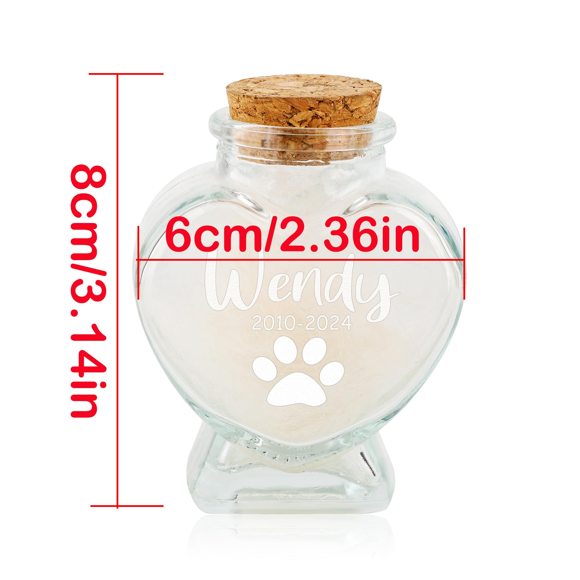 Personalized Pet Fur Memorial Jar,Memorial Bottle for Pet Hair,Custom Pet Fur Memorial Fur Keepsake with Pet Name, Pet Memorial Urn Glass Bottles,Loss of Dog Cat Sympathy Gifts for Pet Lovers