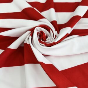 Stripe Print Premium Nylon Spandex Fabric - Ultra-Soft & Stretchy - Red and White - 4Way Stretch Fabric by The Yard - Perfect for Activewear and Swimsuit Fabric, and More -1 Yard - 58 Inch Width