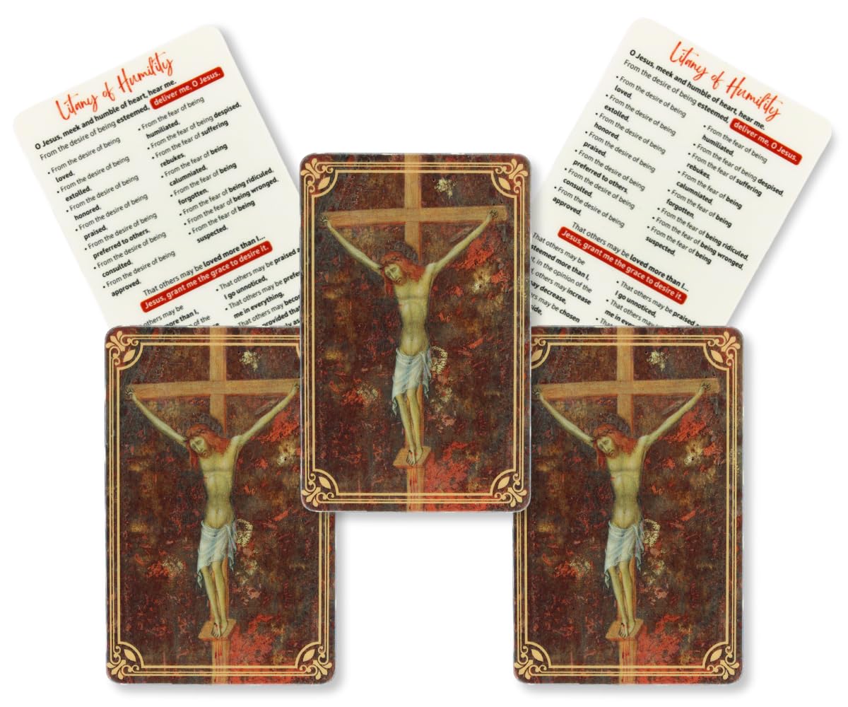 Pack of 5 - Litany of Humility Prayer Cards - Catholic Prayer Cards, Wallet Size Holy Cards (2.1" x 3.3") - Made in Italy