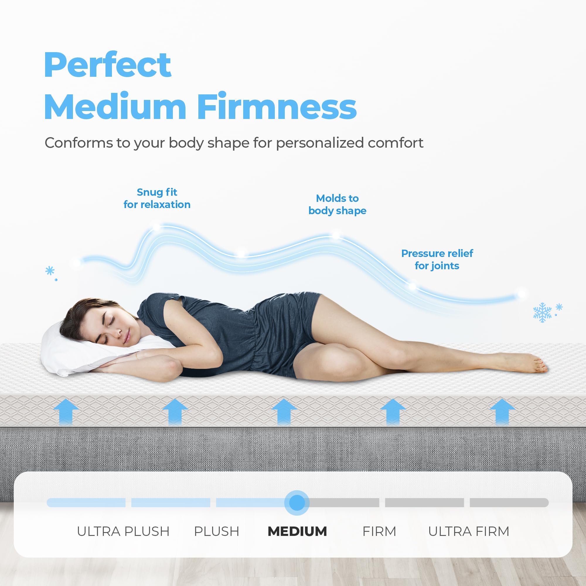 NEO SLEEP 8 Inch Queen Cooling Gel Memory Foam Mattress Medium Firm CertiPUR-US Certified Mattress in a Box Enhanced Pressure Relief Removable Soft Cover No Fiberglass (Queen, 8 in)