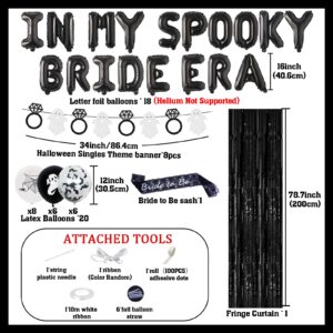 In My Spooky Bride Era Bachelorette Party Decoration Black In My Spooky Bride Era Balloon Banner Diamond Ghost Garland Black Foil Curtain Bride to Be Sash for Bridal Shower Engagement Wedding Supplies