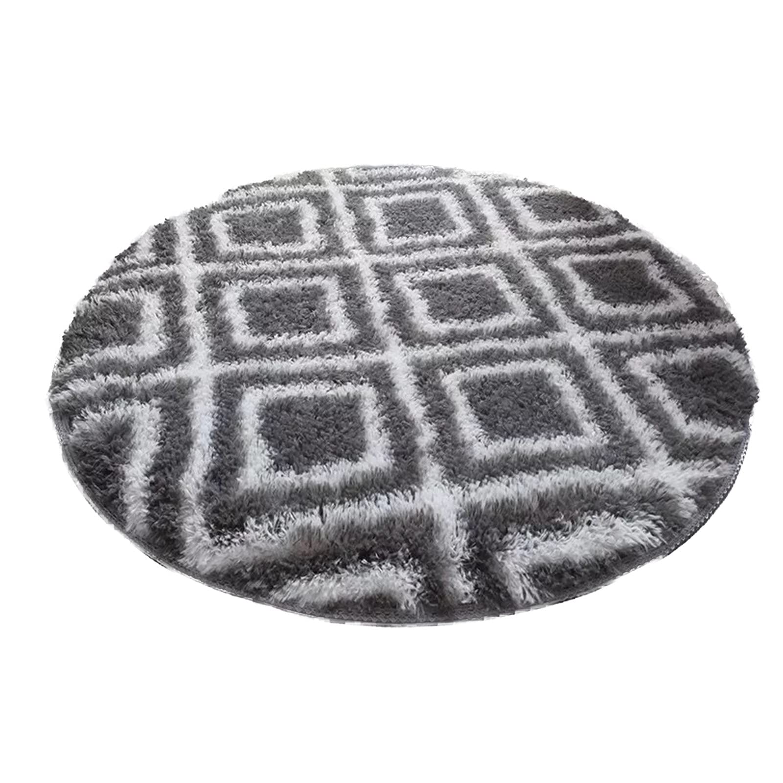 Moroccan Round Area Rugs 2.7ft Round Rug with Blue Stars Non Slip Modern Fluffy Shaggy Floor Rugs for Bedroom, Kids Room, Home Decor Furry Farmhouse Carpet, Soft Moroccan Fuzzy Rug for Kitchen