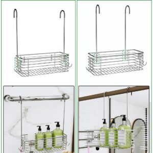 QIHS Shower Caddy Hanging Hanging Bathroom Door Organizer Shampoo Holder Shower Armpit Swivel Arm With 2 Storage Hooks, 304 Stainless Steel Rust Resistant