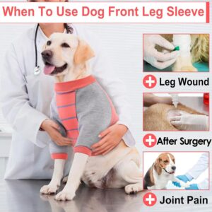 KOESON Dog Recovery Sleeve,Soft Dog Surgery Recovery Suit Front Legs Dog Sleeves for Wounds Front Legs,Dog Leg Sleeve to Stop Licking Dog Elbow Protector,Dog Cone Collar Alternative Orange