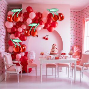 6Pcs Cherry Balloons,20 Inch Cherry Fruit Balloons For Fruit Cherry Theme Birthday Wedding Baby Shower Party Decoration