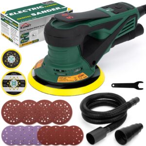 kuimit electric random orbital sander, 350w brushless motor with 5&6-inch pads, 4000-10000rpm electric palm sander for woodworking, sanding and polishing