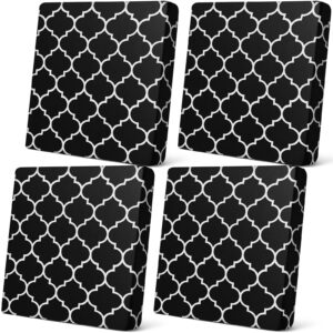 newwiee 4 pcs patio stretch sofa cushion covers moroccan pattern outdoor cushion covers replacement patio furniture cushion couch slipcovers chair seat cover soft flexibility protector (black)