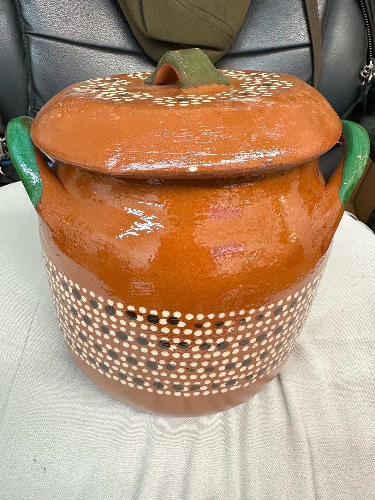 Authentic Mexican Barro Olla Bola Grande Con Tapa Mexicana Para Frijol Frijoles Sopas Boiling Beans Chilis Soup Clay Pot With Top 10X9