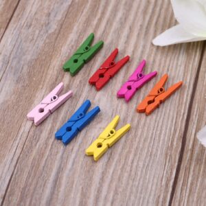 YPBEW 100Pcs Small Size 25mm Natural Wooden Clips for Photo Paper Pegs Clothespin, White