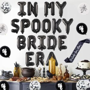 In My Spooky Bride Era Bachelorette Party Decoration Black In My Spooky Bride Era Balloon Banner Diamond Ghost Garland Black Foil Curtain Bride to Be Sash for Bridal Shower Engagement Wedding Supplies