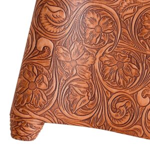 hyang orange retro floral faux leather roll for earrings purses making, 11.8" x 53" with textured synthetic fabric sheets for diy bows wallet sewing crafts