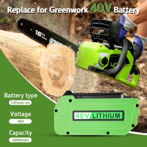 MAFACBAC 29472 for Greenworks 40V Battery: 40 Volt 6.0Ah 29462 2901319 25302 24322 Lithium Battery Replacement for Greenworks G-MAX 40V Lawn Mower Tools