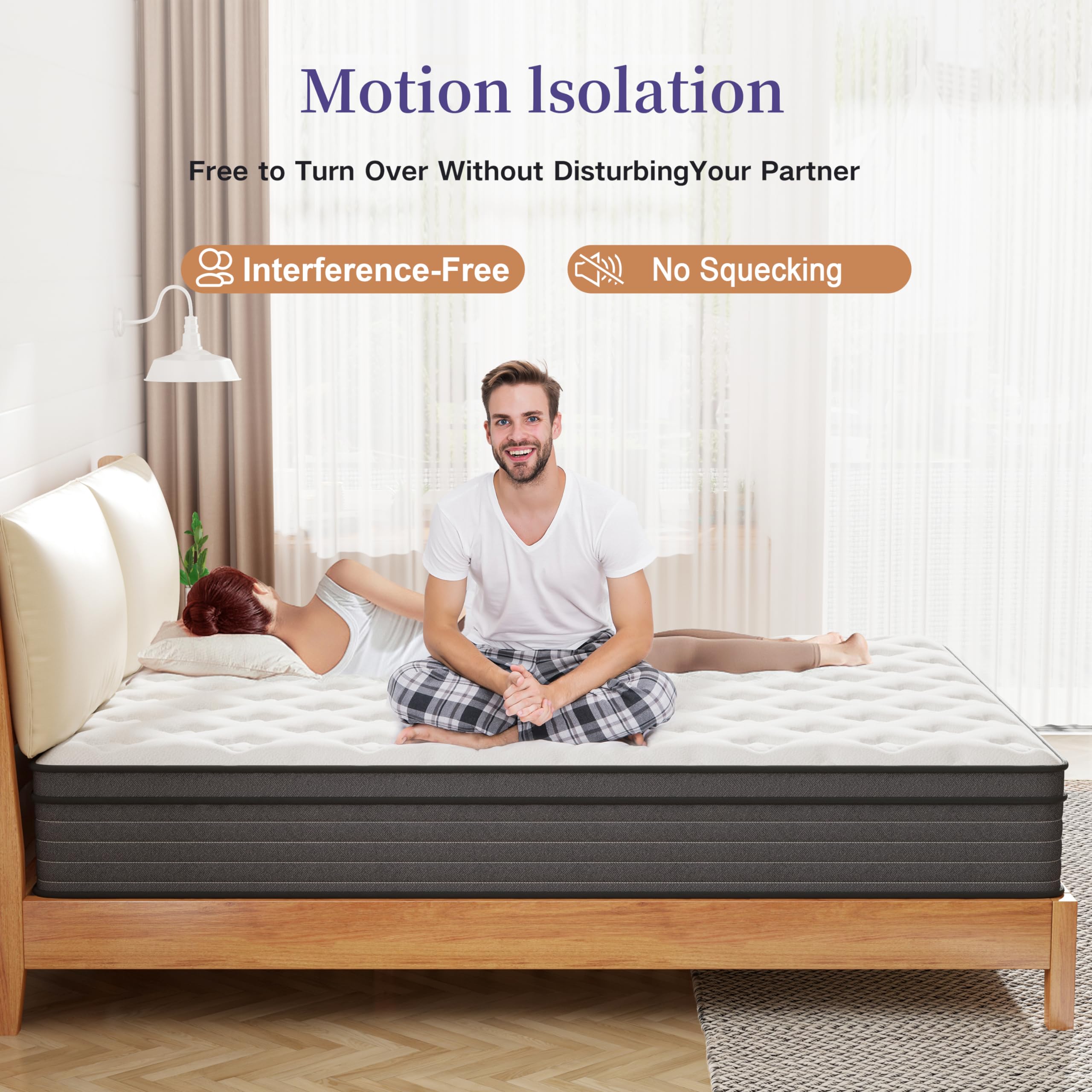 Vantovis Full Mattress,10 Inch Hybrid Mattress in a Box,Gel Memory Foam and Individual Pocket Spring,Medium Firm Edge Support Back Pain Relief & Cooling Motion Isolation & Silent Sleep